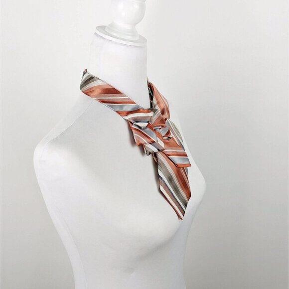 Fall Orange Ascot - Striped Silk Scarf - Unisex Accessories - Picture 4 of 6